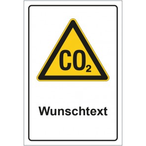 Schild Warnzeichen Warnung vor CO2 - Erstickungsgefahr mit WUNSCHTEXT · selbstklebend