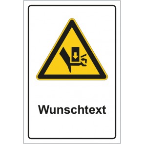 Magnetschild Warnzeichen Warnung vor Handverletzungen - Quetschgefahr durch Einpresswerkzeug mit WUNSCHTEXT