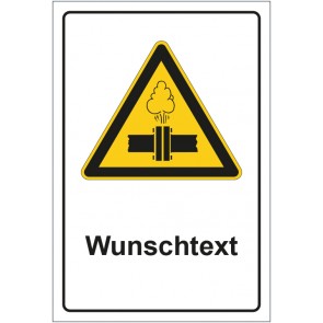 Schild Warnzeichen Warnung vor Überdruck mit WUNSCHTEXT · selbstklebend