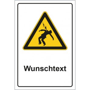 Aufkleber Warnzeichen Warnung vor überschlagender Spannung mit WUNSCHTEXT