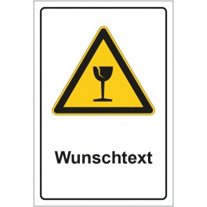 Schild Warnzeichen Warnung vor Bruchgefahr mit WUNSCHTEXT · selbstklebend