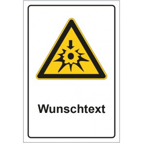 Magnetschild Warnzeichen Warnung vor Selbstentzündung - Explosionsgefahr mit WUNSCHTEXT