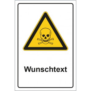 Schild Warnzeichen Warnung vor giftigen Stoffen mit WUNSCHTEXT · selbstklebend