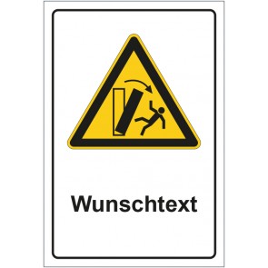 Aufkleber Warnzeichen Warnung vor kippenden Gegenständen mit WUNSCHTEXT