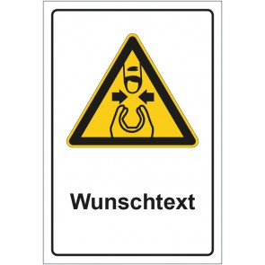 Magnetschild Warnzeichen Warnung vor Fingerquetschung mit WUNSCHTEXT