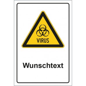 Aufkleber Warnzeichen Warnung vor Virus mit WUNSCHTEXT