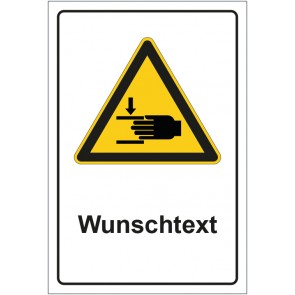 Schild Warnzeichen Warnung vor Handverletzungen - neu mit WUNSCHTEXT