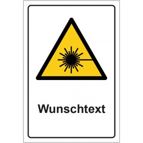 Magnetschild Warnzeichen Warnung vor Laserstrahl · ISO_7010_W004 mit WUNSCHTEXT