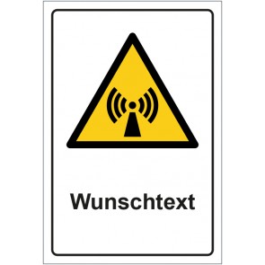 Aufkleber Warnzeichen Warnung vor nicht ionisierender Strahlung · ISO_7010_W005 mit WUNSCHTEXT · stark haftend