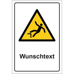 Aufkleber Warnzeichen Warnung vor Absturzgefahr · ISO_7010_W008 mit WUNSCHTEXT