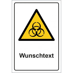 Aufkleber Warnzeichen Warnung vor Biogefährdung · ISO_7010_W009 mit WUNSCHTEXT · stark haftend