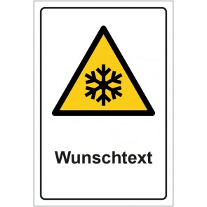 Schild Warnung vor niedriger Temperatur? · Kälte · ISO_7010_W010 mit WUNSCHTEXT