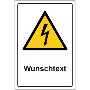 Aufkleber Warnzeichen Warnung vor elektrischer Spannung · ISO_7010_W012 mit WUNSCHTEXT