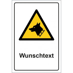 Aufkleber Warnzeichen Warnung vor Wachhunden · ISO_7010_W013 mit WUNSCHTEXT · stark haftend