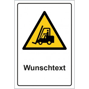 Schild Warnzeichen Warnung vor Flurförderzeugen · ISO_7010_W014 mit WUNSCHTEXT