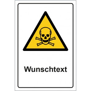 Magnetschild Warnzeichen Warnung vor giftigen Stoffen · ISO_7010_W016 mit WUNSCHTEXT