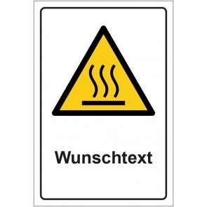 Magnetschild Warnzeichen Warnung vor heißer Oberfläche · ISO_7010_W017 mit WUNSCHTEXT