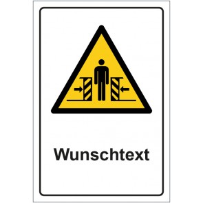 Schild Warnzeichen Warnung vor Quetschgefahr · ISO_7010_W019 mit WUNSCHTEXT