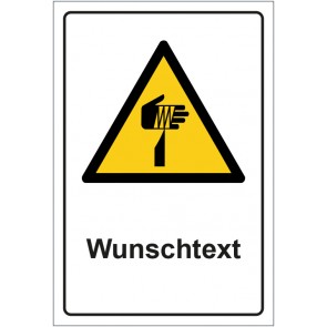 Schild Warnzeichen Warnung vor spitzem Gegenstand · ISO_7010_W022 mit WUNSCHTEXT · selbstklebend