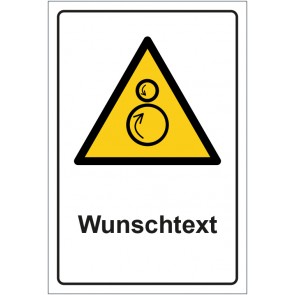 Schild Warnzeichen Warnung vor gegenläufigen Rollen · ISO_7010_W025 mit WUNSCHTEXT · selbstklebend
