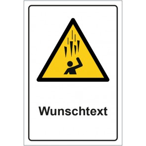 Aufkleber Warnzeichen Warnung vor Eisschlag · ISO_7010_W039 mit WUNSCHTEXT · stark haftend