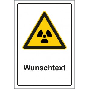 Magnetschild Warnzeichen Warnung vor radioaktiven Stoffen mit WUNSCHTEXT