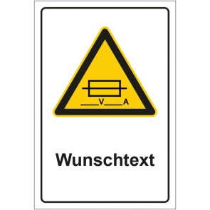 Schild Warnzeichen Hinweiszeichen Sicherung mit WUNSCHTEXT