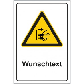 Magnetschild Warnzeichen Hinweiszeichen Achtung, Netzstecker ziehen mit WUNSCHTEXT