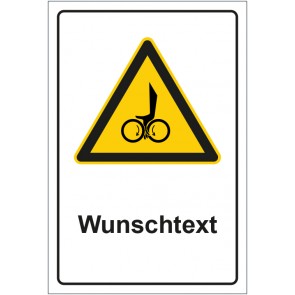 Magnetschild Warnzeichen Warnung vor Einzugsgefahr durch rotierende Walzen mit WUNSCHTEXT