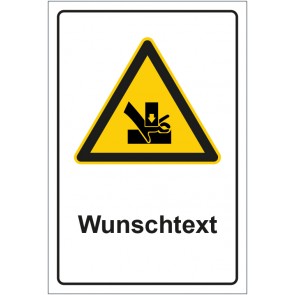 Aufkleber Warnzeichen Warnung vor Quetschgefahr mit WUNSCHTEXT