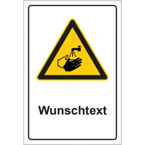 Magnetschild Warnzeichen Hinweiszeichen Achtung, Hände waschen mit WUNSCHTEXT