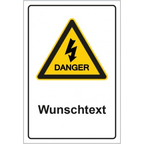 Magnetschild Warnzeichen Hinweiszeichen Achtung Hochspannung mit WUNSCHTEXT