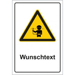 Schild Warnzeichen Hinweiszeichen Achtung, Auffanggurt benutzen mit WUNSCHTEXT