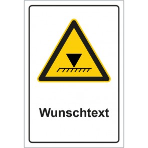 Schild Warnzeichen Hinweiszeichen Achtung, Begrenzung der Überkopfhöhe mit WUNSCHTEXT