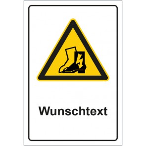 Schild Warnzeichen Hinweiszeichen Antistatische Schuhe tragen mit WUNSCHTEXT · selbstklebend