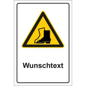 Schild Warnzeichen Hinweiszeichen Achtung, Fußschutz tragen mit WUNSCHTEXT