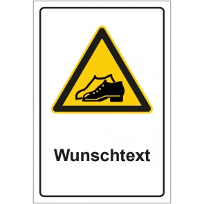 Schild Warnzeichen Hinweiszeichen Achtung, festes Schuhwerk tragen mit WUNSCHTEXT · selbstklebend