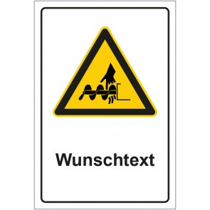 Schild Warnzeichen Warnung vor Handverletzung durch ungeschützt drehende Teile mit WUNSCHTEXT · selbstklebend