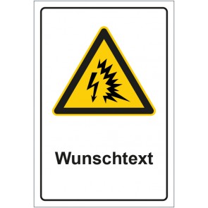 Schild Warnzeichen Warnung vor Lichtbogen mit WUNSCHTEXT
