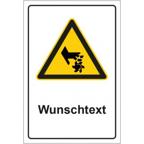 Magnetschild Warnzeichen Warnung vor Schnittverletzung mit WUNSCHTEXT