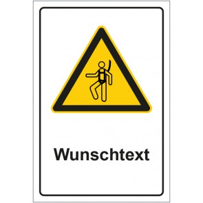 Aufkleber Warnzeichen Hinweiszeichen Achtung Auffanggurt tragen mit WUNSCHTEXT