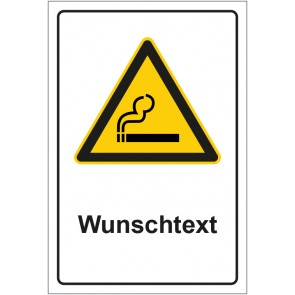 Aufkleber Warnzeichen Hinweiszeichen Raucherzone mit WUNSCHTEXT · stark haftend