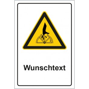 Aufkleber Warnzeichen Warnung vor Handverletzung durch rotierende Teile mit WUNSCHTEXT