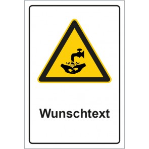 Schild Warnzeichen Hinweiszeichen Hinweiszeichen Achtung, Hände waschen mit WUNSCHTEXT