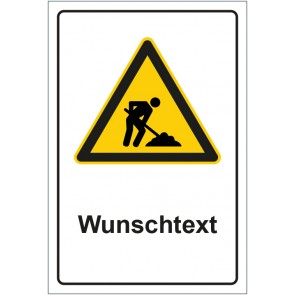 Aufkleber Warnzeichen Hinweiszeichen Achtung Bauarbeiten mit WUNSCHTEXT · stark haftend