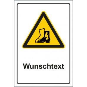 Schild Warnzeichen Hinweiszeichen Achtung, antistatisches Schuhwerk tragen mit WUNSCHTEXT · selbstklebend