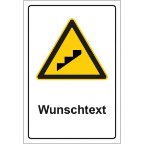 Schild Warnzeichen Warnung vor Stufen mit WUNSCHTEXT · selbstklebend