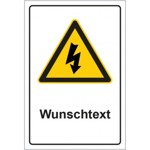 Magnetschild Warnzeichen Warnung vor elektrischer Spannung mit WUNSCHTEXT