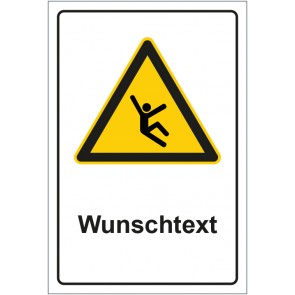Aufkleber Warnzeichen Warnung vor Absturzgefahr mit WUNSCHTEXT