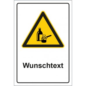 Schild Warnzeichen Hinweiszeichen Achtung Chemikalien im Gebrauch mit WUNSCHTEXT